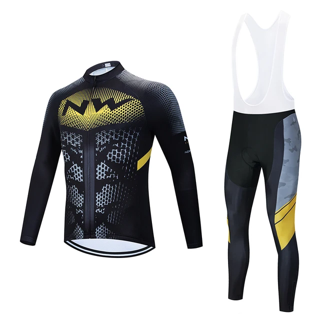 US $13.29 2020 NW Pro Team Spring Long Sleeve Jersey Suit Bib Pants Bib Mountain Bike Clothes Mens Uniform