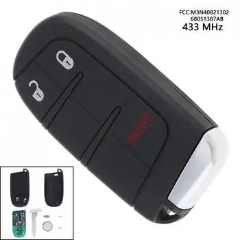 

433MHz Keyless Uncut Flip Remote Car Key Fob Shell Case Cover Transmitter Push Start Fobik M3N40821302 68051387AB for Dodge