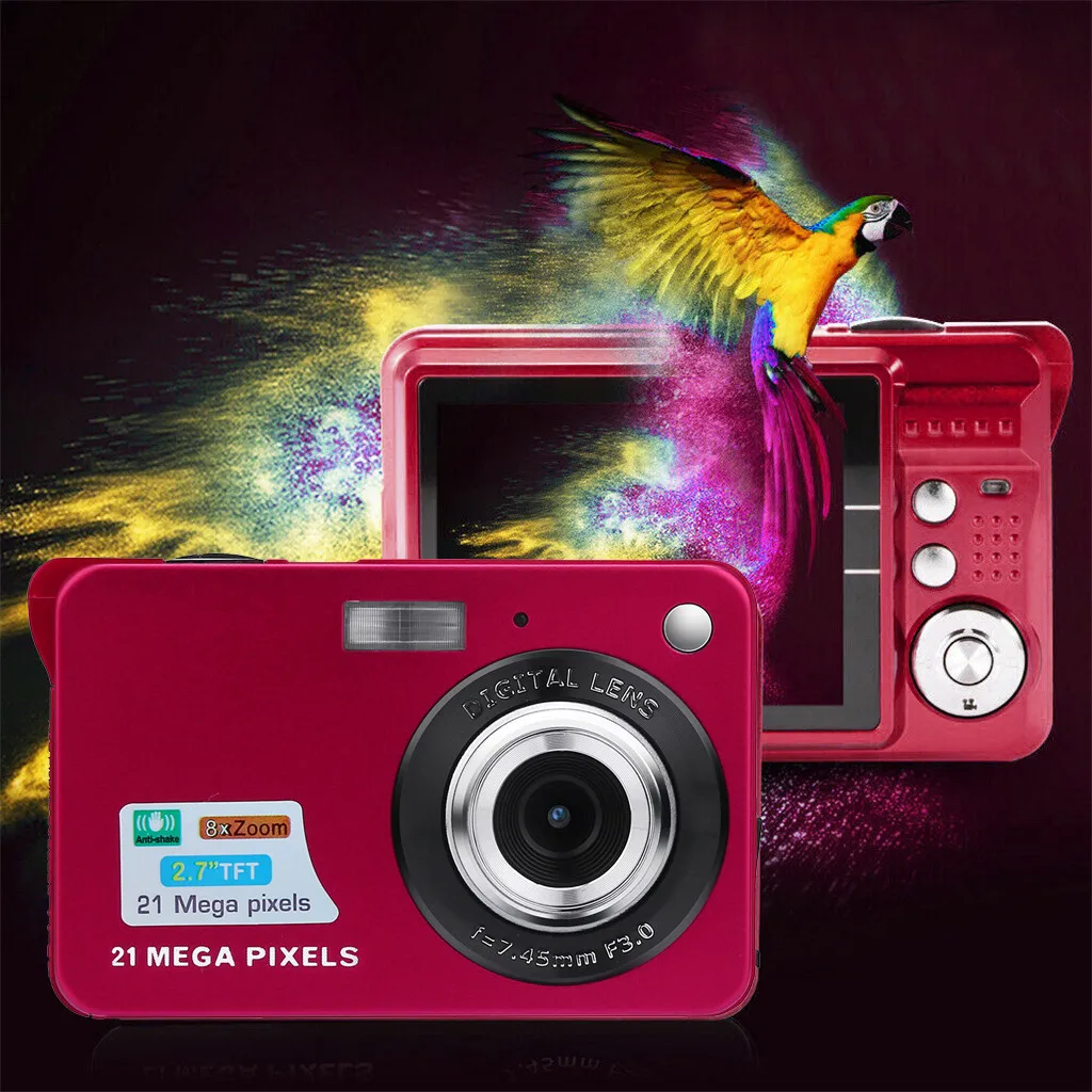 8X Digital Zoom Red 21MP 720P Waterproof Digital Camera Kids Camera 2.7HD Screen Anti-Shake Face Detection Camcorder with Camera Bag and Battery 8X Digital Zoom Red 21MP 720P Waterproof Digital Camera Kids Camera 2.7HD Screen Anti-Shake Face Detection Camcorder with Camera Bag and Battery