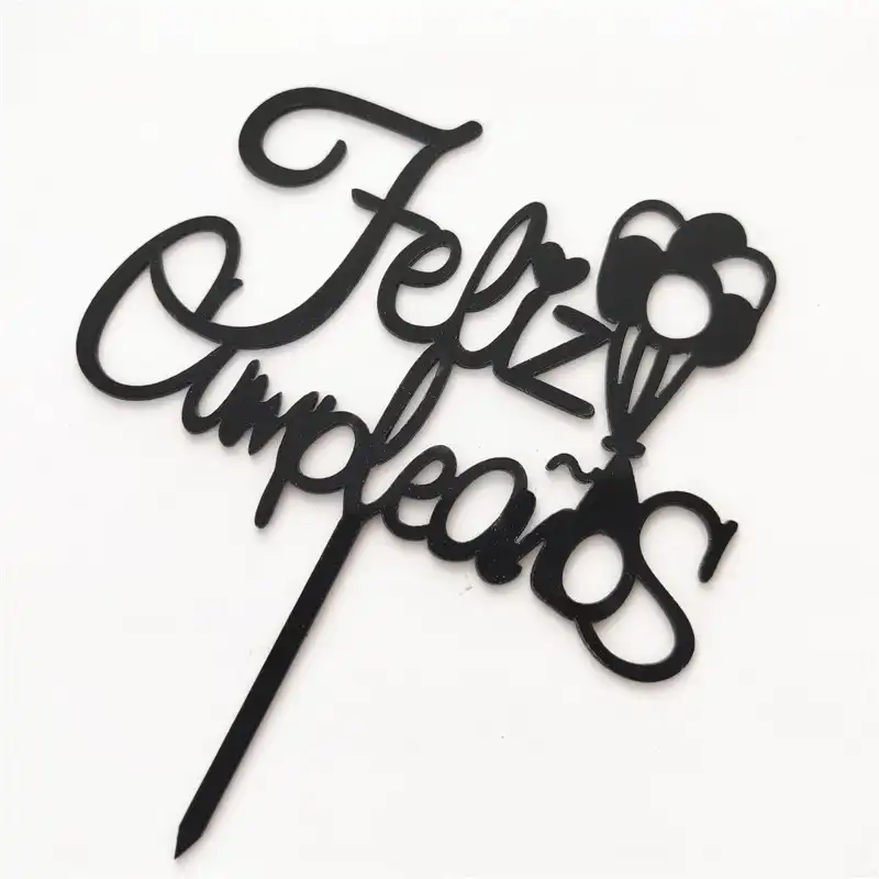 Decoration De Gateau Espagnol Joyeux Anniversaire Acrylique Couleur Noire Or Pour Fete D Anniversaire Pour Garcon Et Fille Decoration De Gateau Pour Reception Prenatale Decoration De Dessert Aliexpress