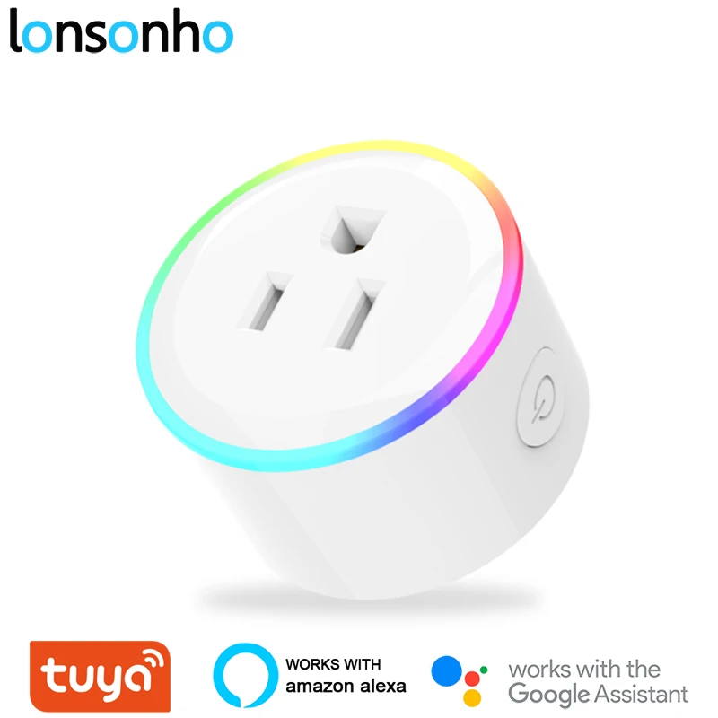 

Lonsonho Smart Plug WiFi Socket Night Light Type B US Plug Tuya Smartlife Compatible Alexa Google Home Assistant