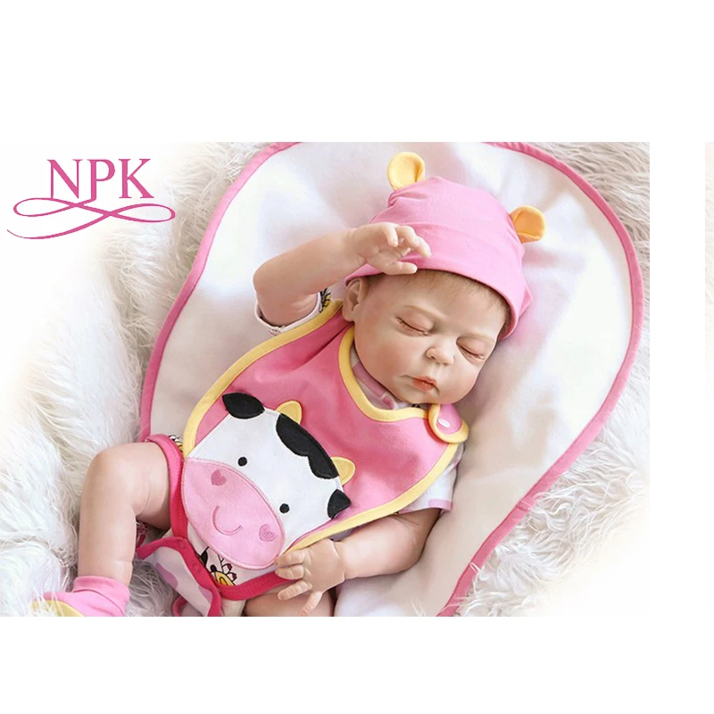 

NPK bebes reborn doll 19inch 46cm full silicone reborn baby dolls com corpo de menina baby toys kids' Christmas & birthday gifts