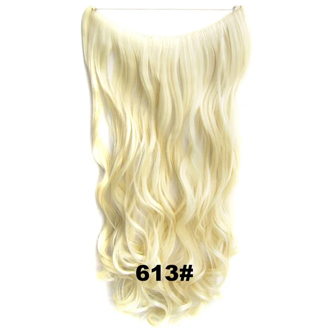 24inch 50grams 100grams Synthetic Hair Extension Gradual Color Brown Gray Blonde String Halo Hairpieces Extensions 100g-613-wavy