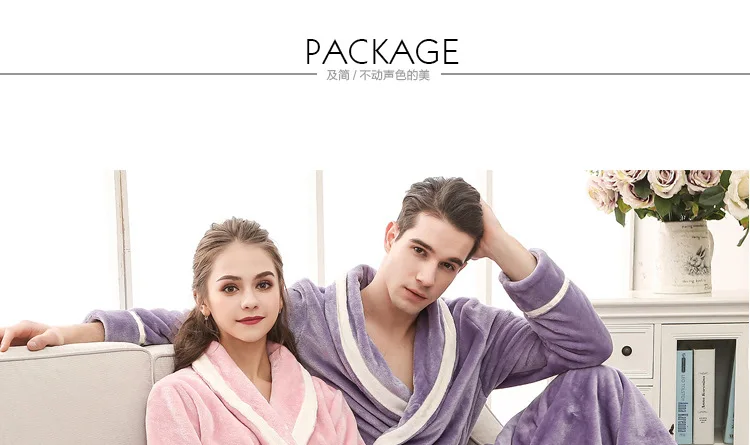Couple Pajamas Autumn and Winter Bathrobe Long Thick Flannel Couple Bathrobe Loose Plus Size Pajamas Home Clothes Sleepwear