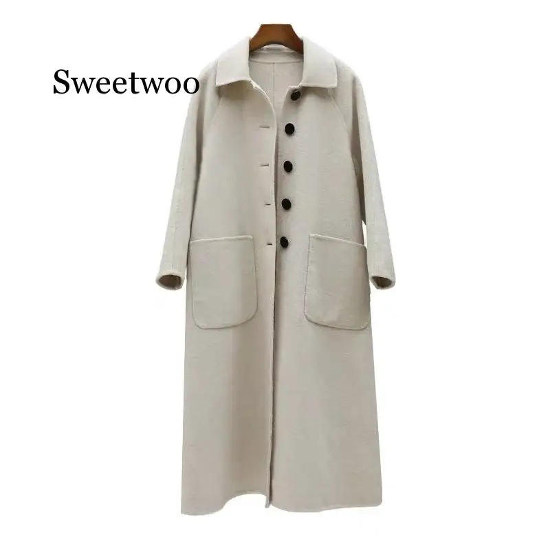 Winter coat women Fashion Cashmere Wool coat Outerwear Female long Thickening Warm Woolen Overcoat Women Trench Coat