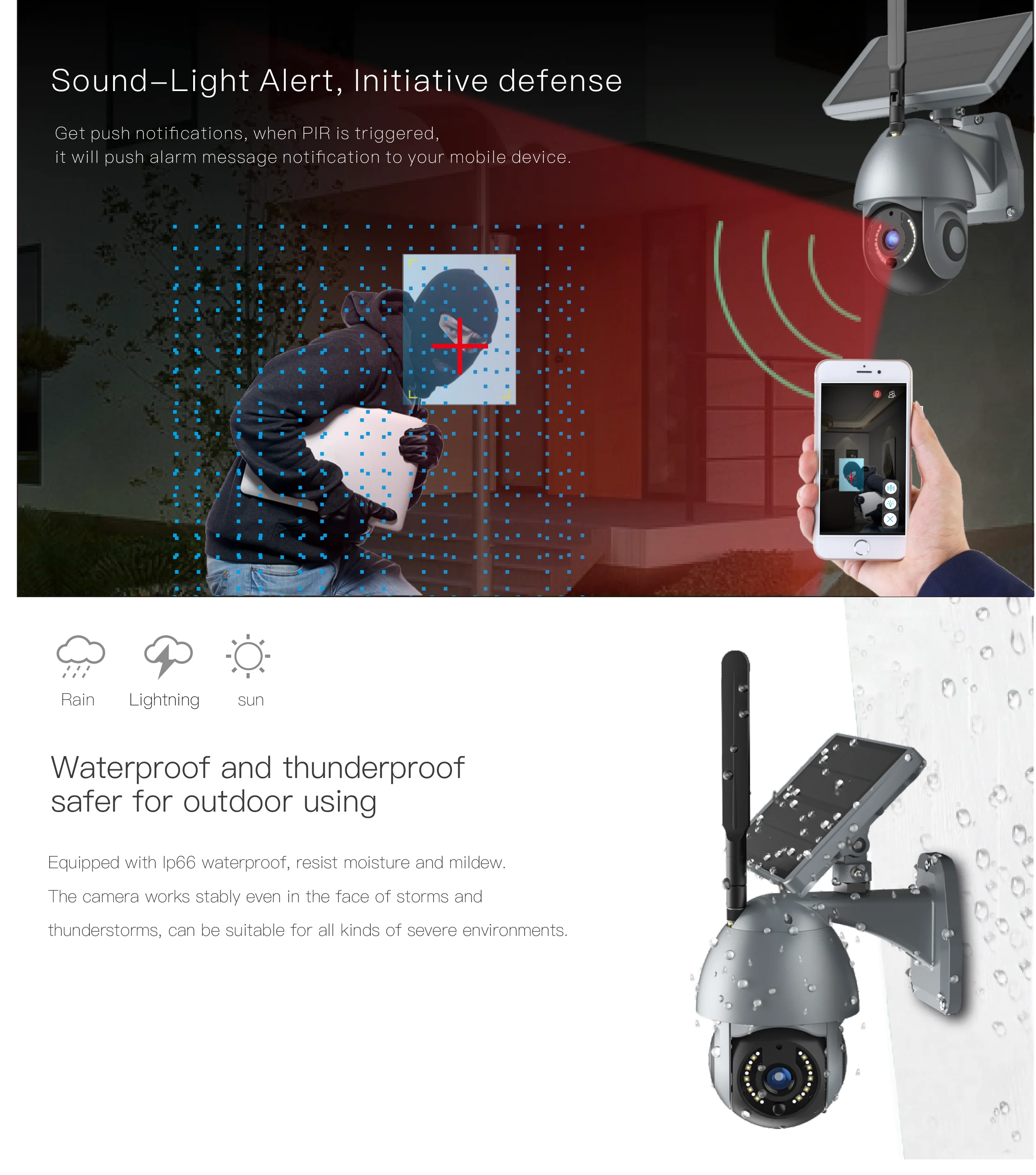 solar camera security outdoor wireless battery powered For corridor staircase apartment RV camera 2MP 1080P IR LED 355 degree