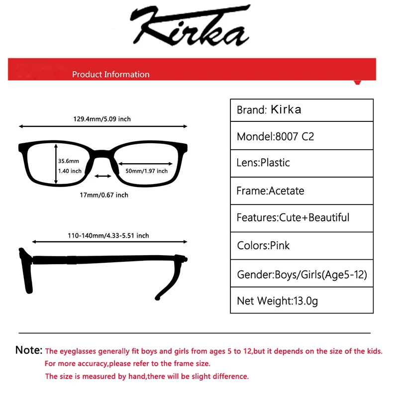 Kirka Kid Glasses Children Non-slip Temples TR90 Frame Eyeglasses Boy Girl Computer Eyewear Protect Eyes Child Glasses 8007