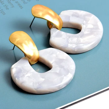 

New Arrival High-quality Resin Metal Geometric Earring Fashion Trend Drop Earrings Jewelry Accessories For Women Wholesale