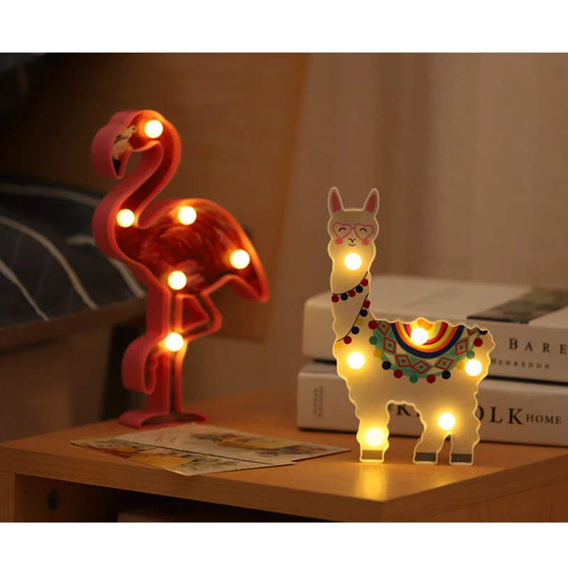  Cute Animal Shape LED Lamp Home Living Room Tabletop Decoration +Flamingo Unicorn Alpaca Night Ligh - 33042867698