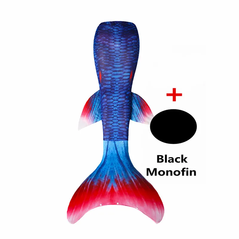 Tail and Monofin Новинка! хвосты маленькой русалки с черным монофином для детей, взрослых, летнее платье, купальный костюм, костюм русалки - Цвет: Tail and Monofin