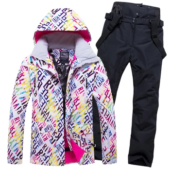 

2019 Women Ski Suit Skiing Jacket Pant Snowboard Clothing Hooded Windproof Waterproof Outdoor Sport Wear Female Winter Suit Set