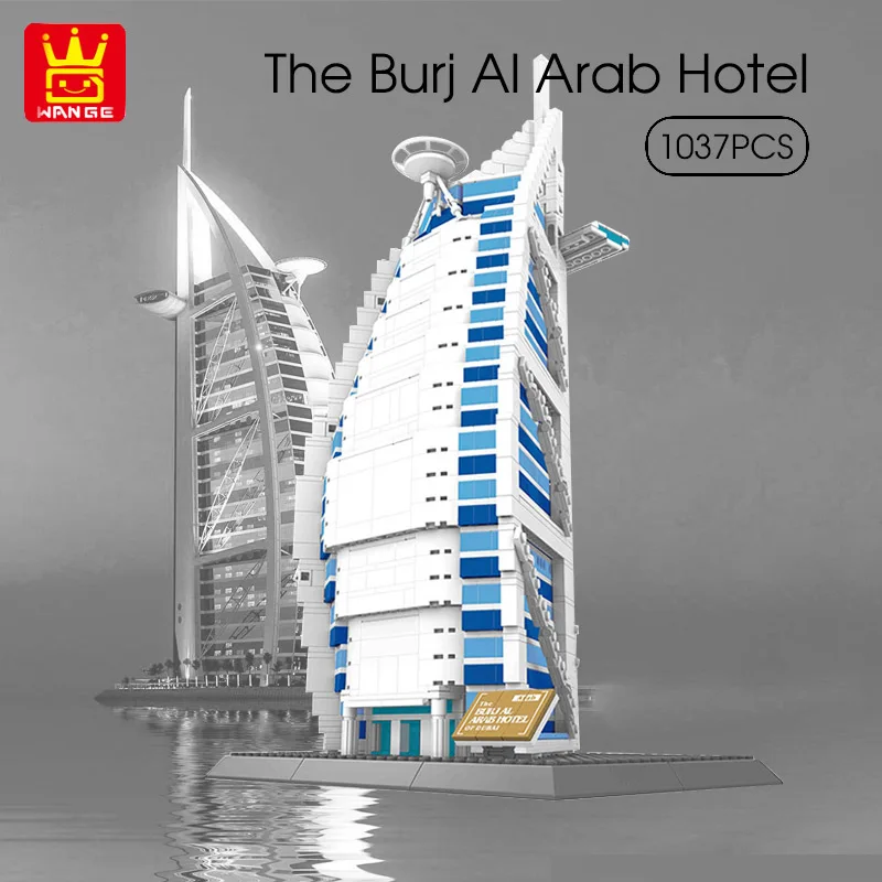 Famous Buildings World Landmarks Dubai Burj Al Arab Hotel EDC Blocks Toys Gifts 