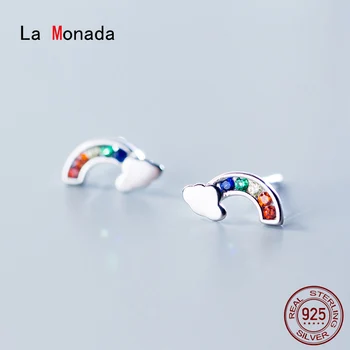 

La Monada Rainbow Design Earings Studs 925 Sterling Silver Fine Jewelry Minimalist Stud Earrings For Women Silver 925 Korean