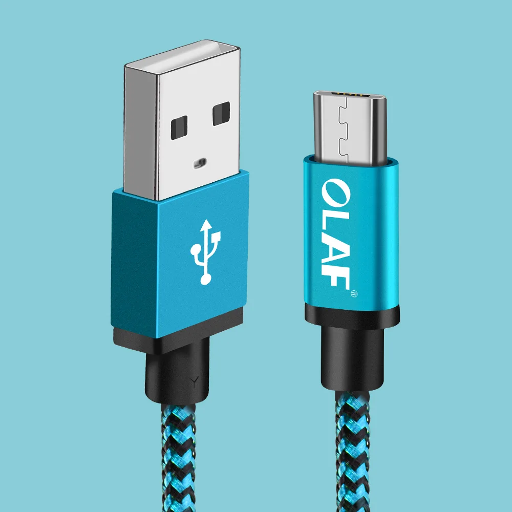 Олаф микро USB кабель 1 м 2 м 3 м Быстрая зарядка USB кабель для передачи данных для samsung S6 S7 Xiaomi 4X LG планшет Android мобильный телефон usb зарядка - Цвет: Blue