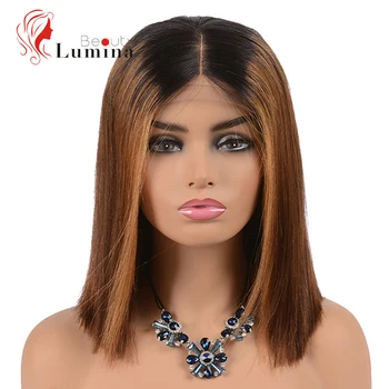 

Ombre Human Hair 4x4 Lace Closure Wigs Pre Plucked Dark Roots 1B/30 Ombre Hair Bob Wigs Straight Hair Brazilian Virgin Hair Wigs