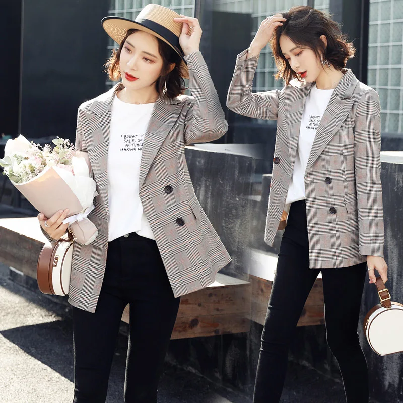 

Suit Coat Women's 2019 Spring New Style Korean-style Elegant Retro British Style Short Spring And Autumn Plaid CHIC Small Suit