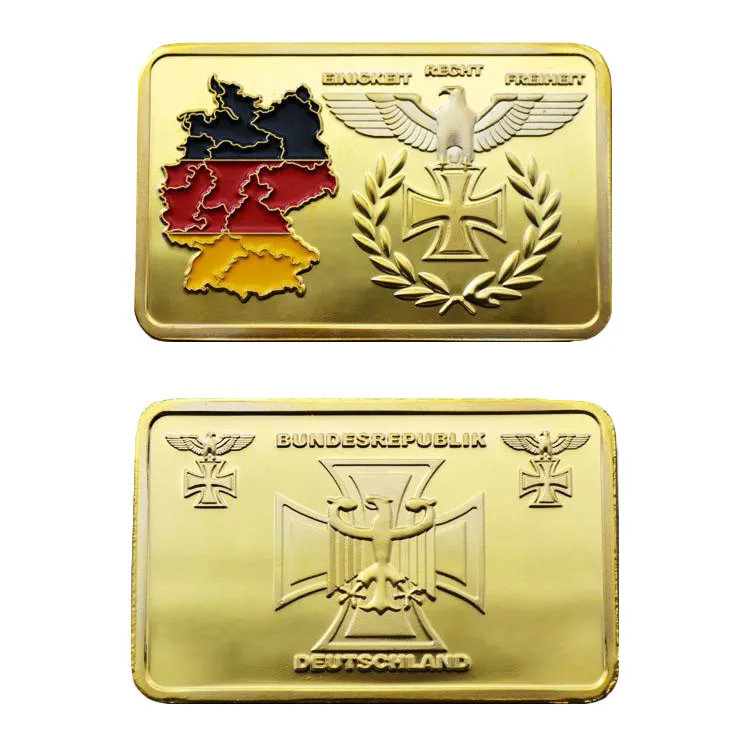 Deutsche Iron Cross Eagle 24k позолоченный слиток золота немецкая карта Bundesrepublik Золотой бар на заказ для продвижения