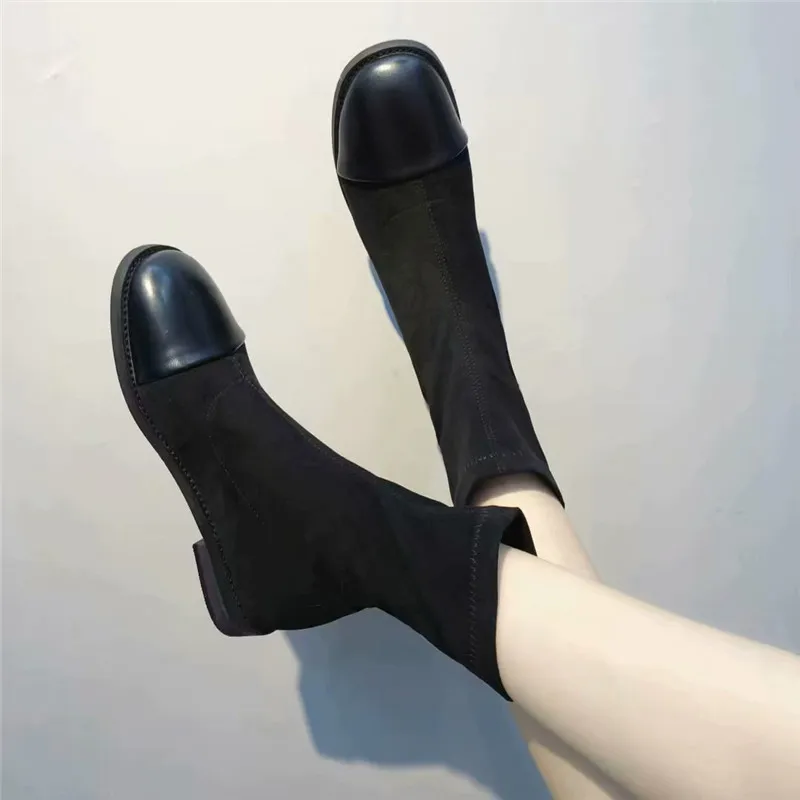 

New Style Boots Women's British-Style 2019 Flat Martin Versatile Autumn & Winter Socks Boots Convention Boots Sleeve Short Short