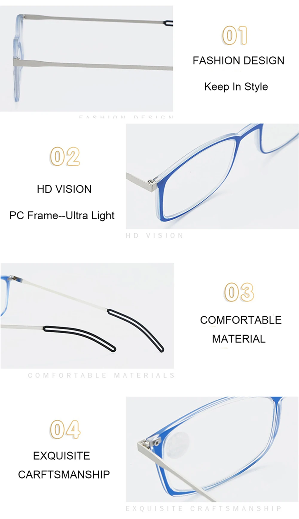 Anti Blau Licht Lesebrille Tragbare Platz Presbyopie Brillen Mit Fall Dünne Brillen Gläser Männer Frauen + 3,5 – Detail 17