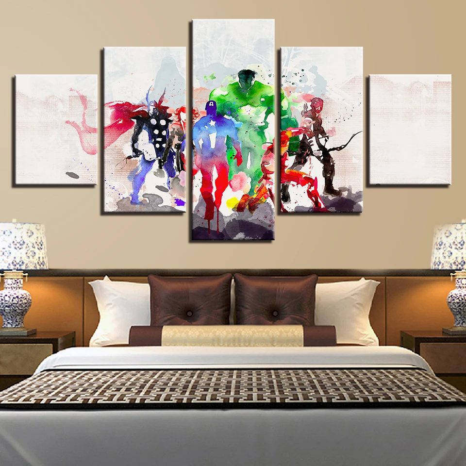 

Modular Canvas HD Prints Posters Home Decor Wall Art Pictures 5 Pieces American Hero Paintings No Frame