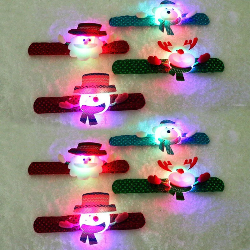 LED Light Glow Christmas Dazzling Toy Xmas Slap Circle Bracelet Wrist band New 