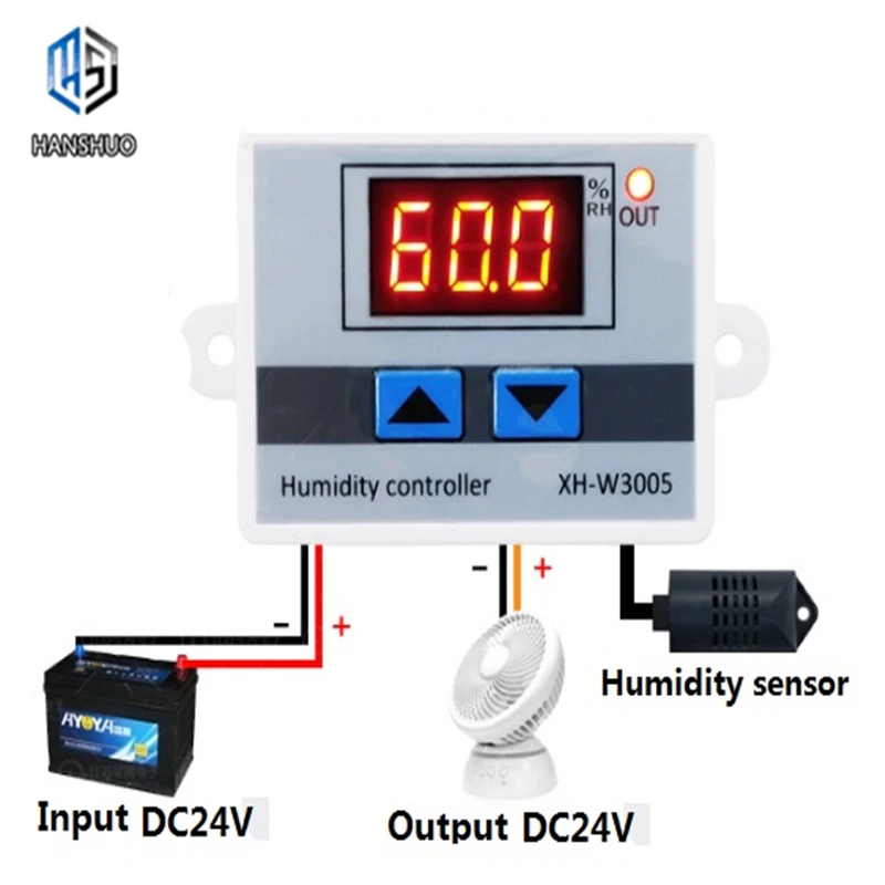 XH W3005 DC12V 24V AC110V 220V цифровой Управление влажностью Гигрометром декоративные часы для переключатель 0 ~ 99% RH с