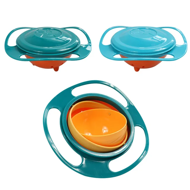 Universal Gyro Bowl Practical Design Children Rotary Balance Novelty Gyro Umbrella 360 Rotate Spill-Proof Solid Feeding Dishes 2