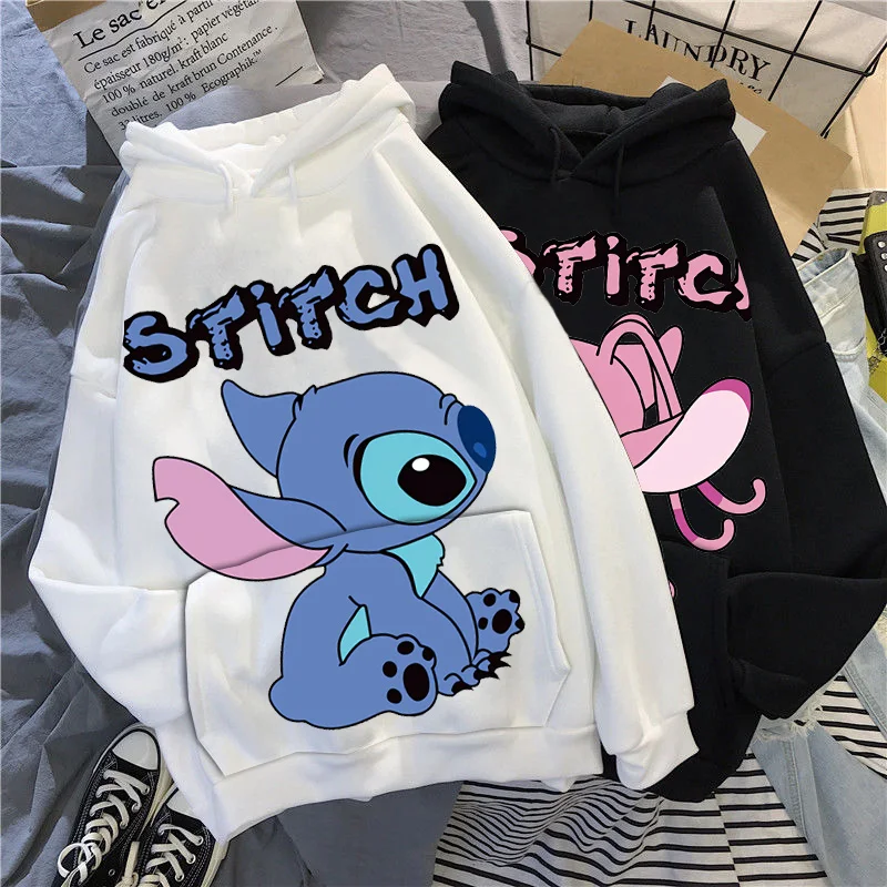 Sudadera para pareja de Stitch de Disney, ropa con estampado antes y después, Kawaii, Tops informales, Sudadera con capucha estampada, manga larga|Sudaderas con capucha y sudaderas| - AliExpress