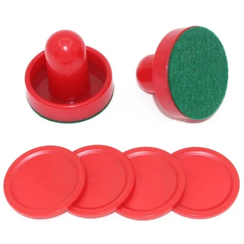 

8pcs/set Red Hockey Equipment Tables Table Game Plastic Air Hockey Pushers Puck Game Tables Goalies Accessories