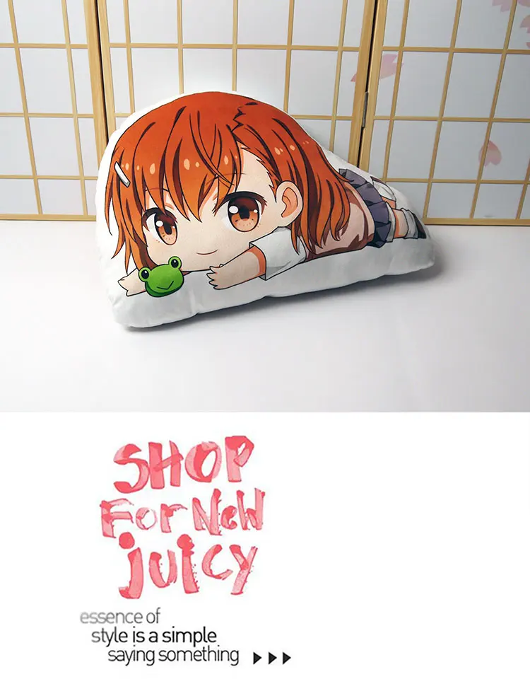 Misaka Mikoto Подушка Игрушка Аниме Toaru Kagaku no Railgun плюшевая мягкая милая кукла для девочек Двусторонняя наволочка 50 см для подарка