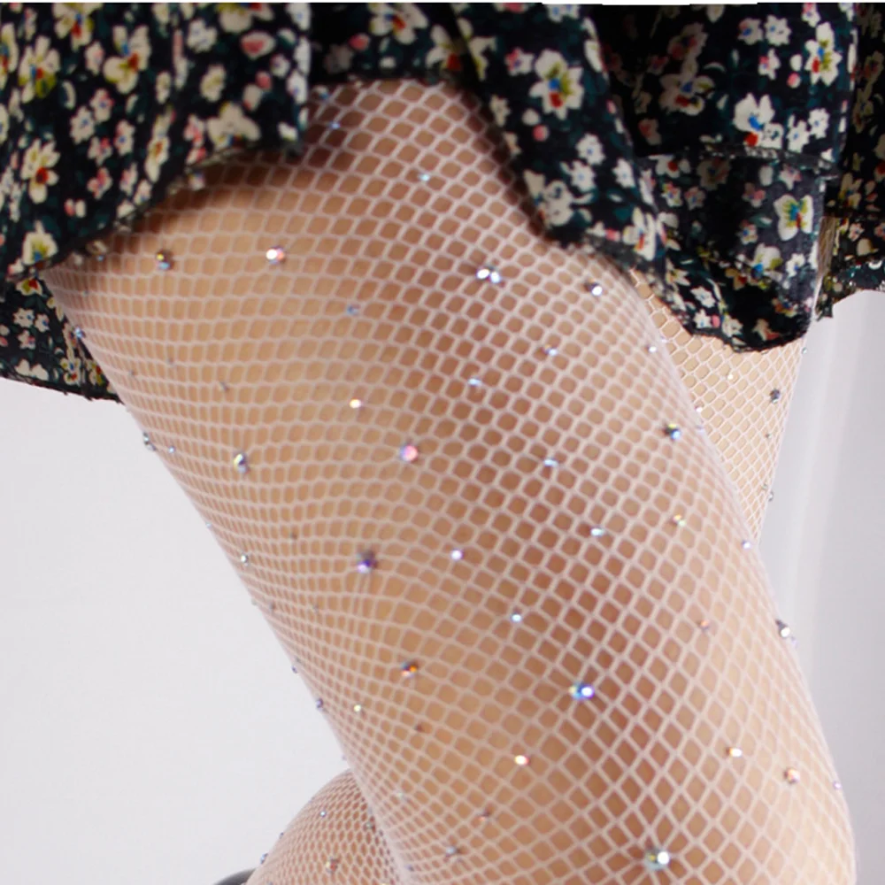 Сексуальные сетчатые колготки Великолепные блестящие стразы облегающие Клубные