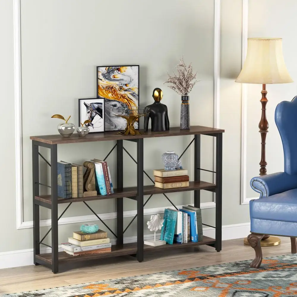 

Tribesigns Rustic Entryway Console Table, 3-Tier Vintage Industrial TV Stand