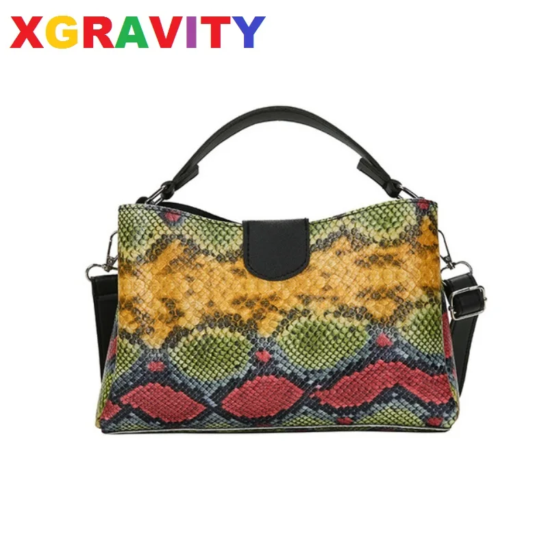XGRAVITY H271 новые подходящие ко всему женские сумки винтажные сумки-тоуты из змеиной