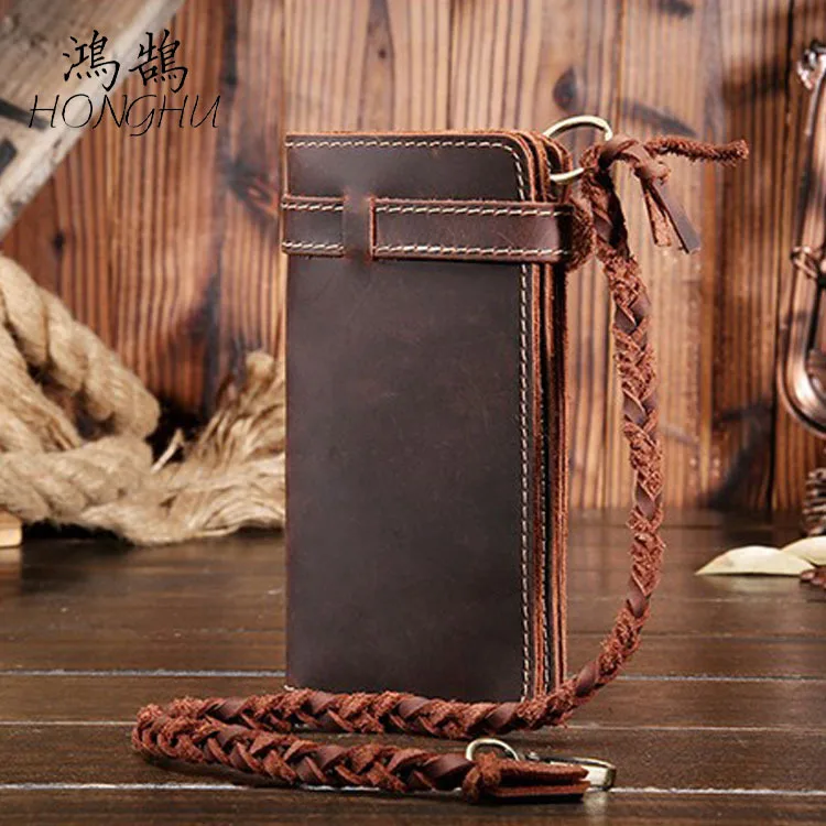 

Europe And America New Style Horse Leather Wallet First Layer Genuine Leather Long 2-Fold Wallet Card Holder