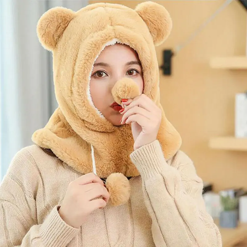 Модные женские зимние уличные теплые пушистые флисовые шапки с ушками из