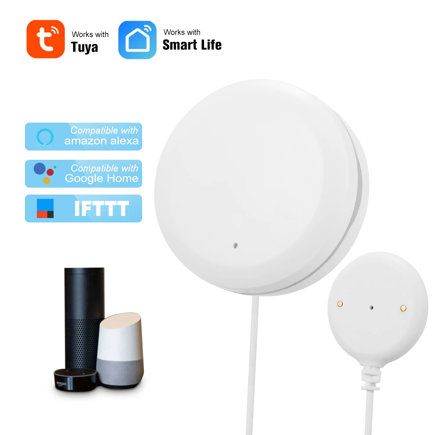 Датчик утечки воды Tuya Smart Life Wi-Fi датчик с оповещением о переполнении уровня