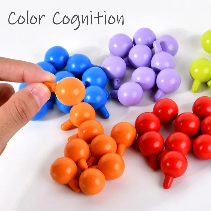 Children 3D Puzzle DIY Montessori Toys Wooden Mushroom Nail Color Shape Cognition Threading Games Multifunctional Jigsaw Board 5