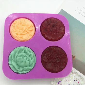 

2 Pcs/Set 4 Cavities Silicone Flowers Soap Mold Handmade Cake Chocolate Mooncake Making Tray DIY Soap Making Supplies