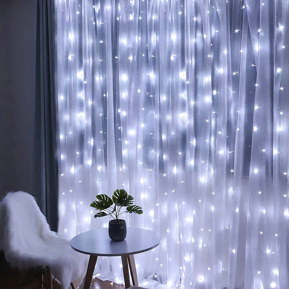

Remote Control Curtain String Light 300 LEDs Garland Fairy Light USB/Battery Powered for Wedding Patio Window Christmas Decor