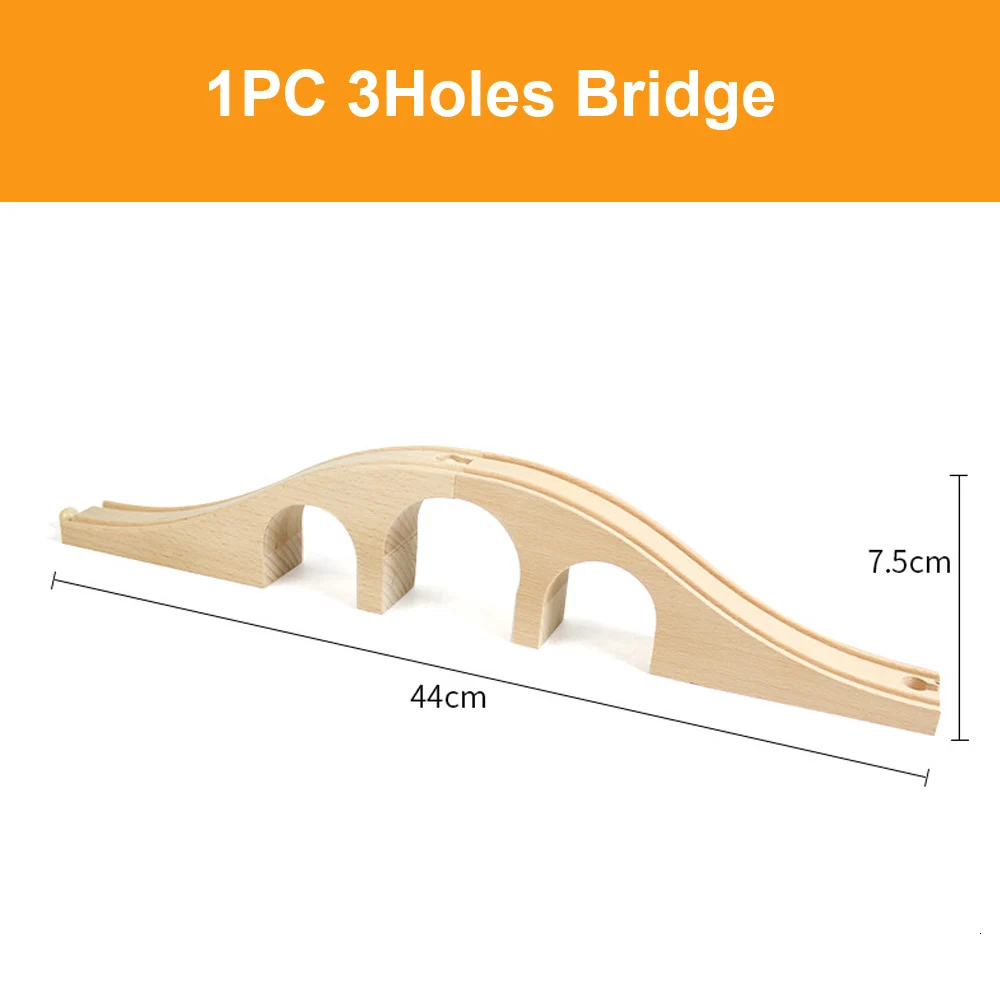 3holes bridge Деревянная железная дорога аксессуары для железной дороги туннель крест мост разнообразие компонент для деревянных треков железнодорожные автомобильные игрушки для детей - Цвет: 3holes bridge