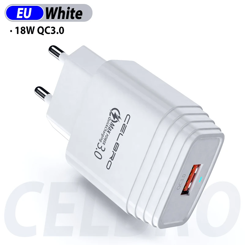 18 Вт портативное зарядное устройство Quick Charge 3,0 USB зарядное устройство для телефона светодиодный QC3.0 быстрое зарядное устройство для iPhone 11 Xiaomi samsung S10 - Тип штекера: EU White