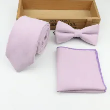 Мужской мягкий микрозамшевый галстук бабочка Карманный платок Набор сплошной цвет узкий 7 см ширина галстук платок с изображением бабочек 3 шт./партия