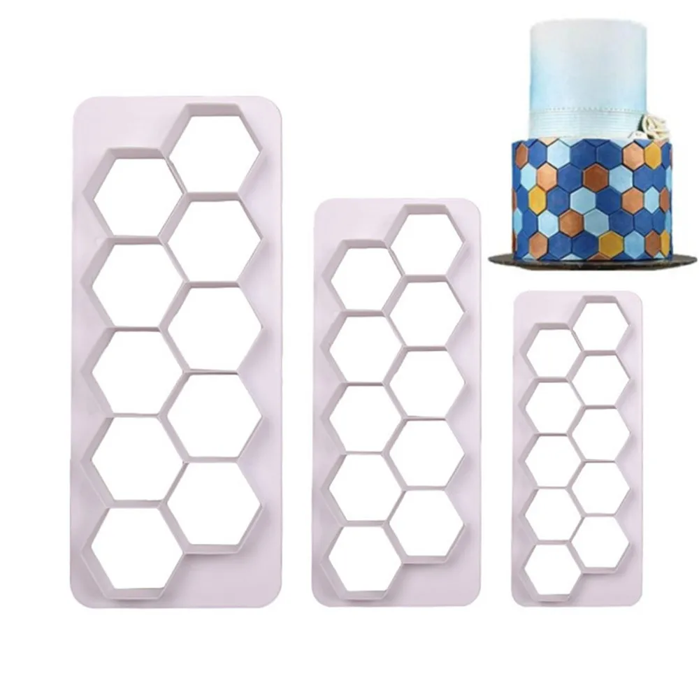 Hot Cake Mold 3pcs Hexagon Geometry Fondant Cookie Cutter Cake Mold Biscuit Confectionery Decorating Tools Baking Moulds01