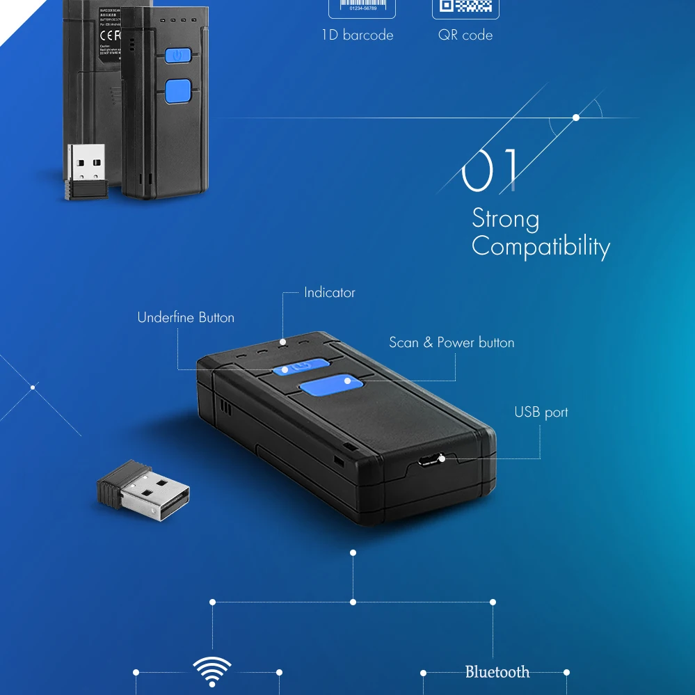 ISSYZONEPOS 1D сканер USB беспроводной лазерный сканер штрих кодов мини bluetooth-сканер для Android iOS для склада sup розничный магазин