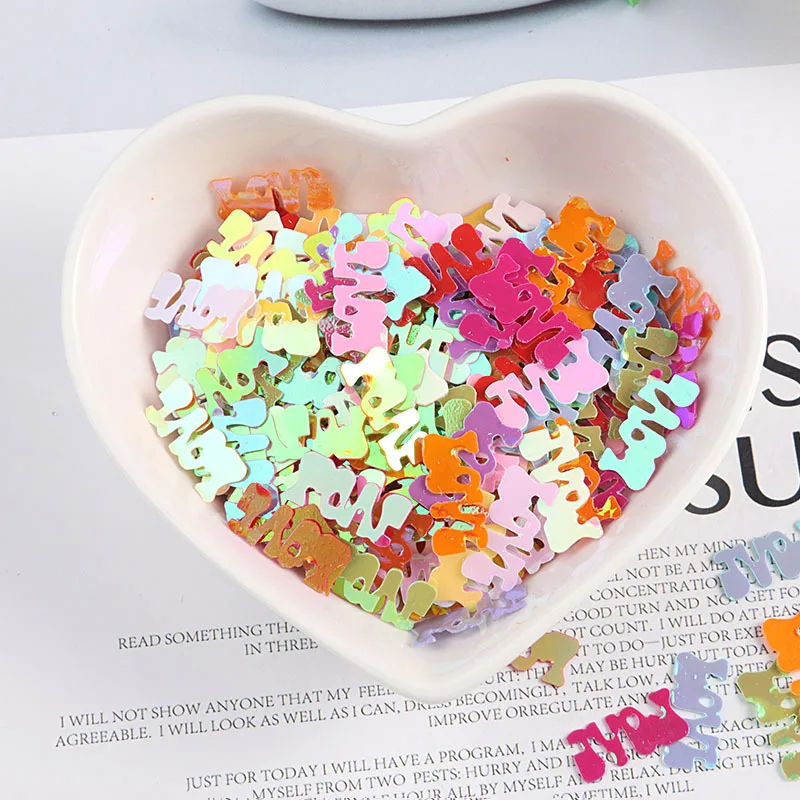 LC/Letter LOVE sequins/15 грамм блестки ПВХ плоские для DIY Изготовление карточек цветная коллекция