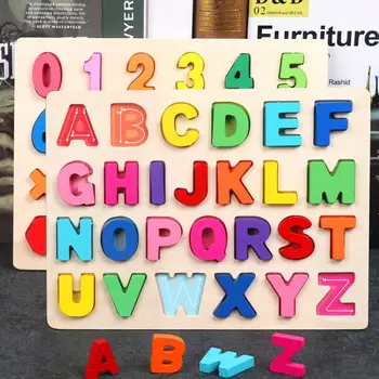 

ABC Puzzle Digital Wooden Toys Early Learning Jigsaw Letter Alphabet Number Puzzle Preschool Educational Baby Toys for Children