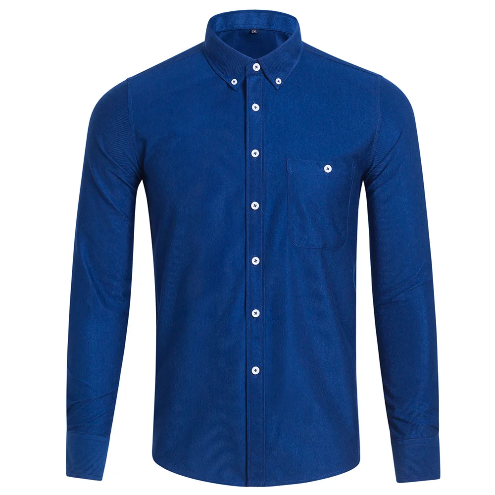 8907 cowboy blue Рубашка мужская повседневная Chemise Homme с длинным рукавом мужская рубашка белая темно-синяя бордовая черная Hemden Herren летняя умная Повседневная Вельветовая рубашка - Цвет: 8907 cowboy blue