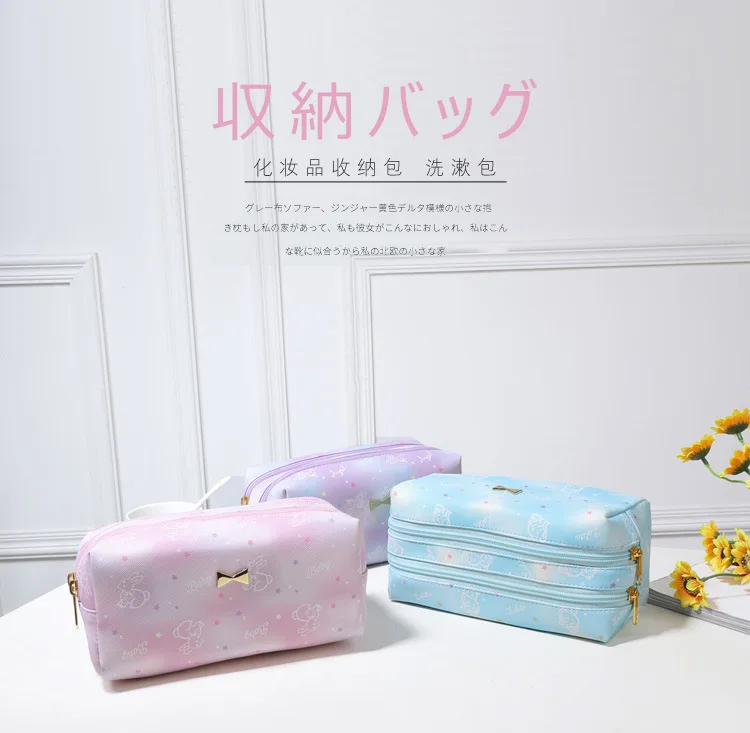 Speed-a New Style Cartoon Printed Travel Double Layer Cosmetic Bag Storgage Bag Wash Bag Supplies Cosmetics Case