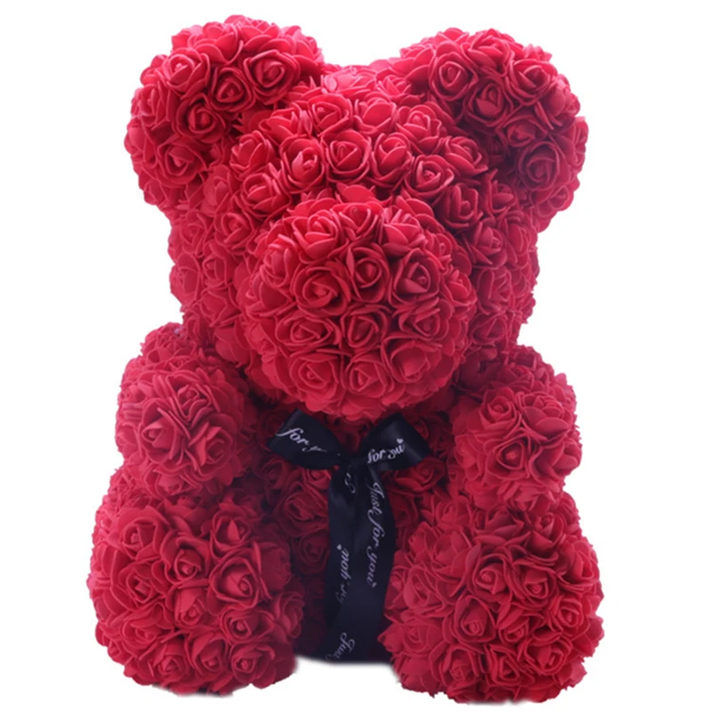 DIY 25 см плюшевый медведь розы Искусственные из ПЭ цветок медведь Роза День святого Валентина для девушки женщины жена подарок на день матери