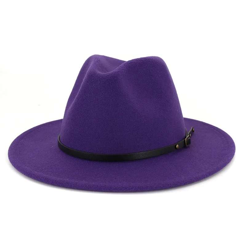 Purple Dilidala, зимняя британская Рыбацкая шляпа, одноцветная, Ретро стиль, женская шапка, дикая, Женская шерстяная шляпа,, взрывная, джазовая шляпа, женская шляпа - Цвет: Purple
